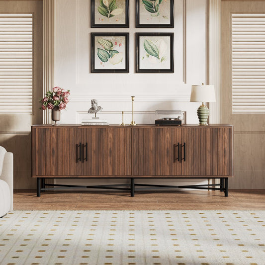 ya 28 For Living Room Chestnut 4-Door TV Cabinet - 2 Storage Spaces,Adjustable Shelves
