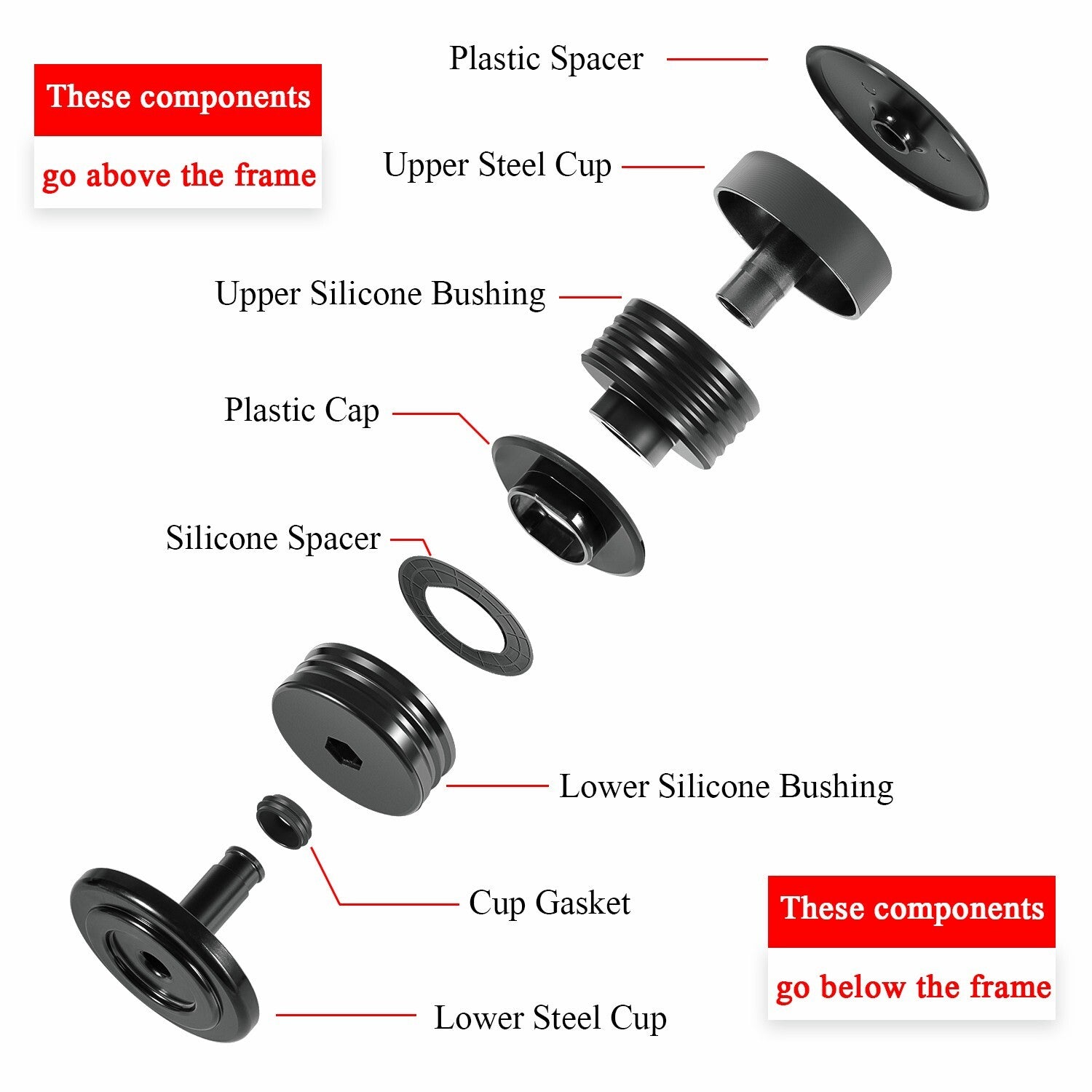 ya 4 6.17 F-250/F-350 Silicone Body Mount Bushing Kit for 2008+ for Ford Super Duty Crew Cab