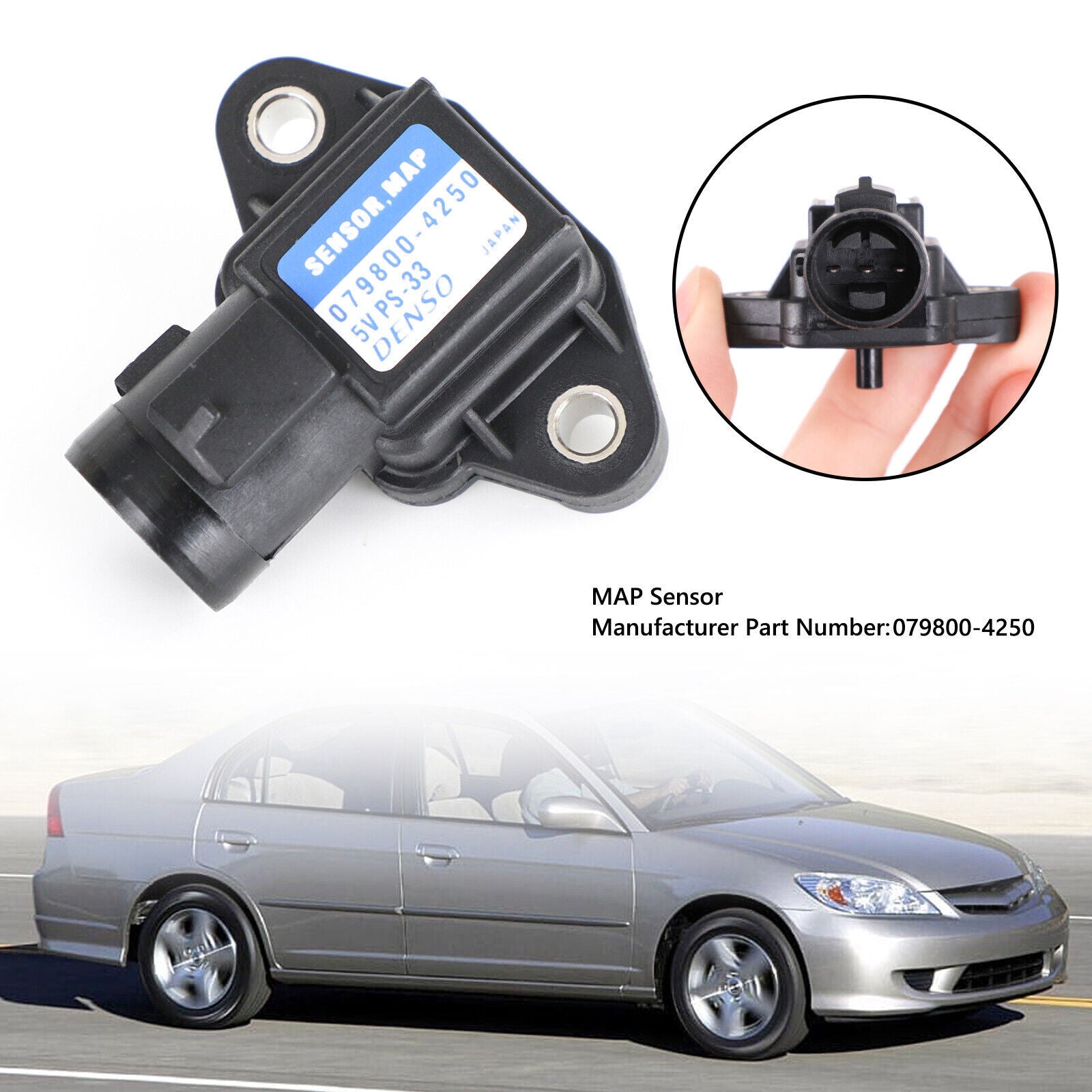ya 1 8.5.1 Air Intake Pressure Sensor MAP Sensor 079800-3000 for Honda for Civic Accord T7