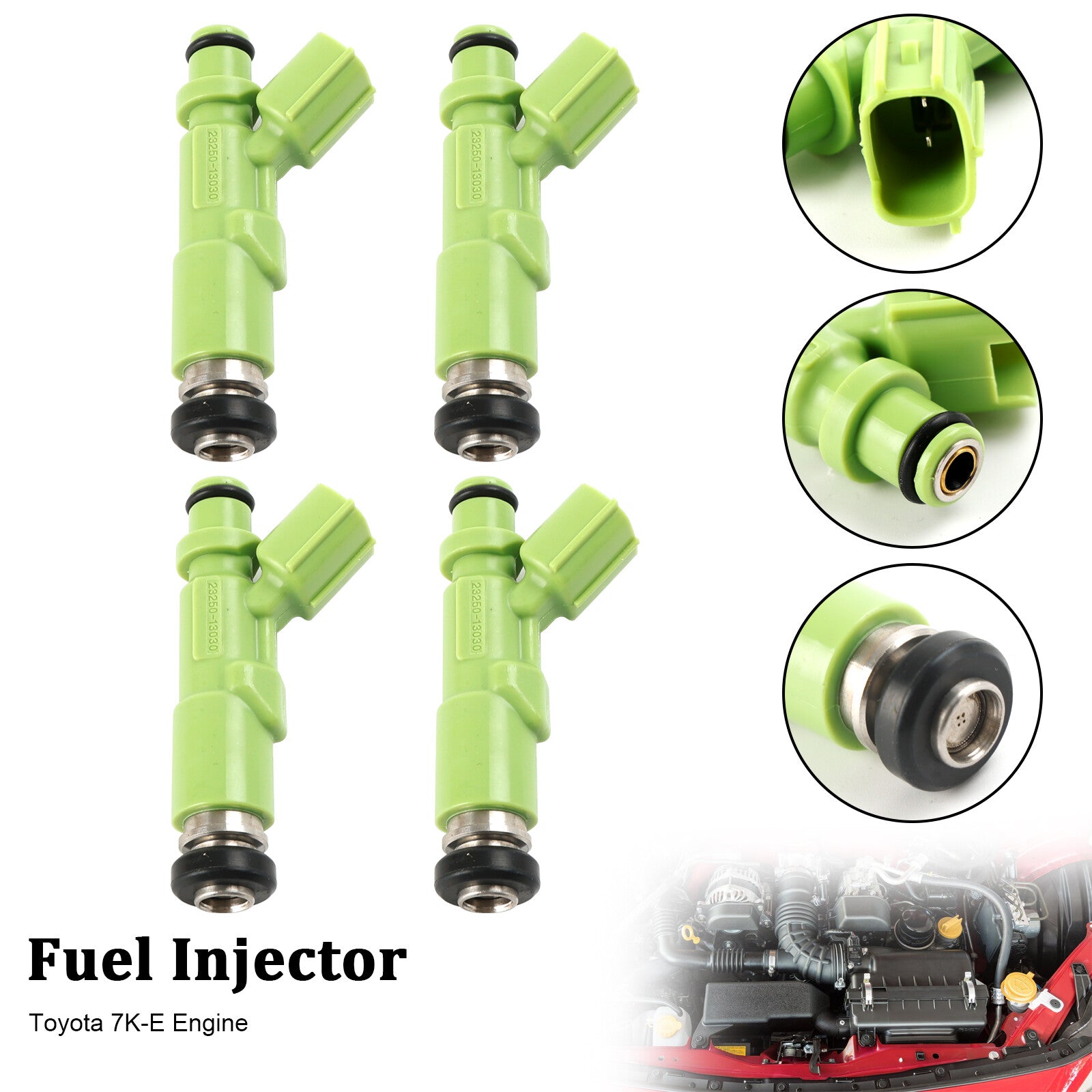 ya 1 8.5.3 4PCS Fuel Injector 23250-13030 for 7K-E Engine 23209-13030