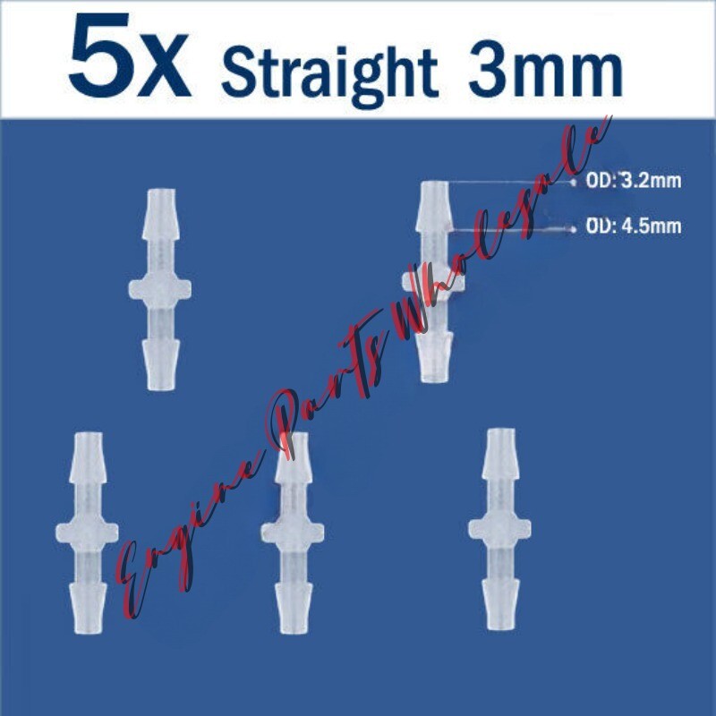 ya 16 5x Plastic 1/8 in 3mm Straight Hose Barb Fitting Connector Tube Adapter Joiner
