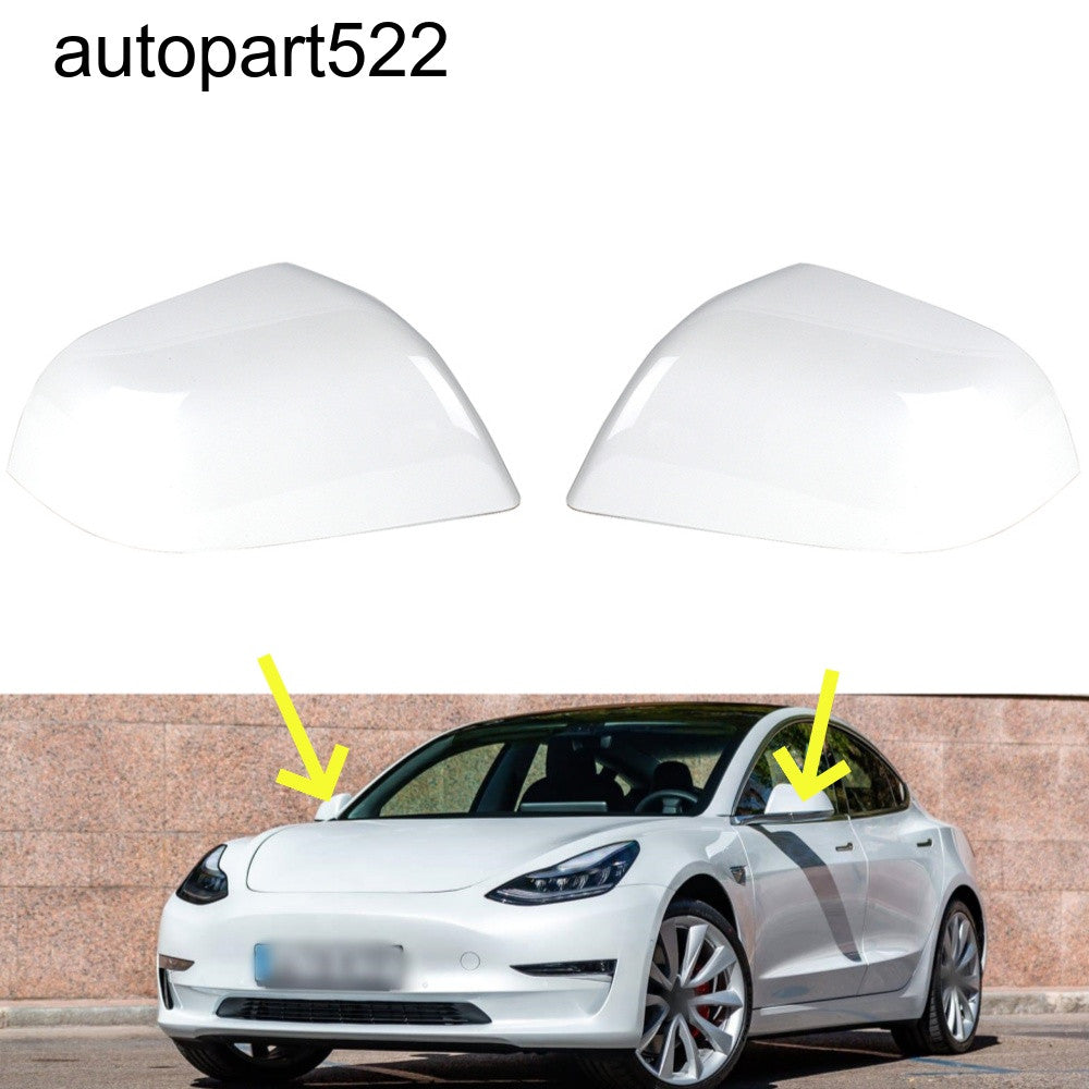 ya 7 6.10 LH&RH Side Mirror Protector for Tesla Model 3 2017 - 2019 Double White Skull Cap