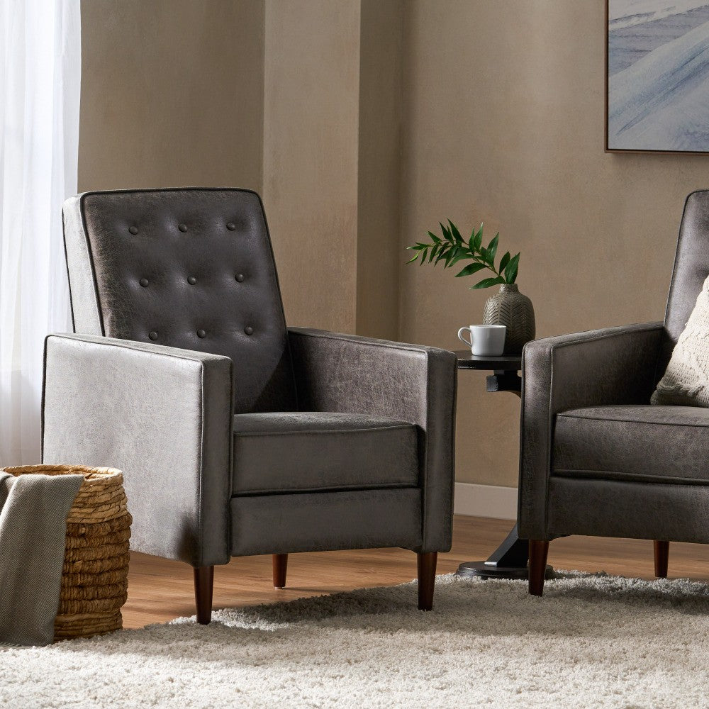 ya 28 Slate Recliner Chair Pushback Design | Mid-Century Modern Style W/Wooden Legs
