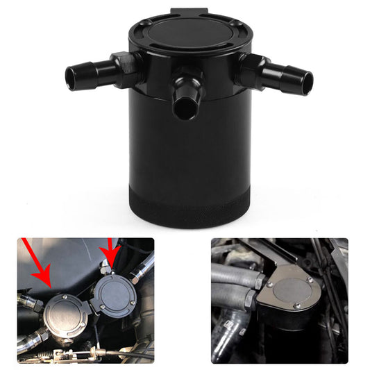 ya 1 8.5.2 Universal 3 Port Oil Tank Reservoir Black 2 Inlet 1 Outlet 