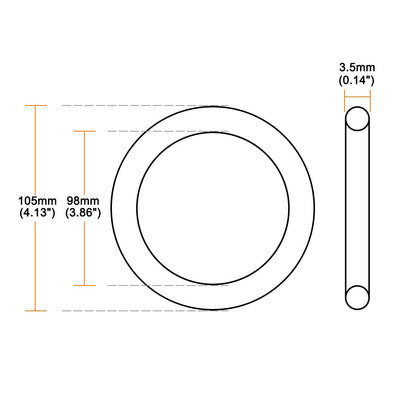 ya 5 8.7 Silicone O-Ring 105mmx98mmx3.5mm VMQ Seal Rings Sealing Gasket Red