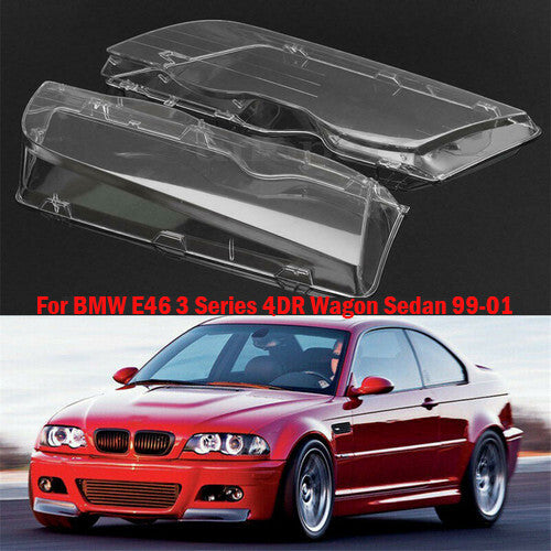 ya 13 5.27.2 Pair Headlight Lens Covers L+R for BMW E46 3-Series 323i 325i 328i 4DR 1998-2001