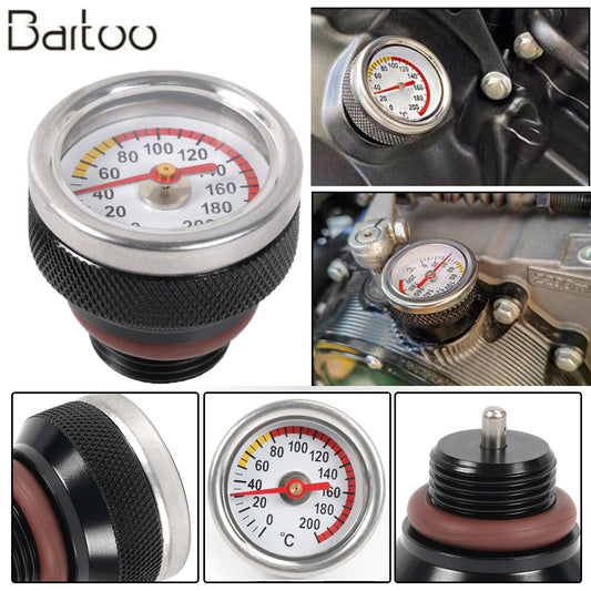 ya 2 7.16 Black M20x1.5 Motorcycle Oil Temp Temperature Gauge Filler Cap 0-200 Celsius