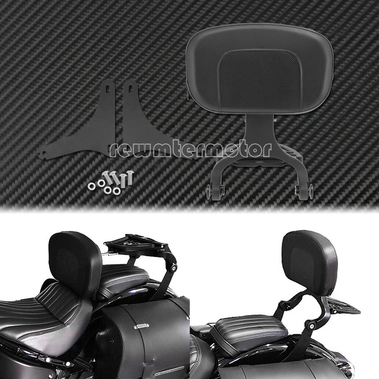 ya 3 6.25.3 Multi-Purpose Driver & Passenger Backrest Fit for Harley Softail FLSTC 2000-2017