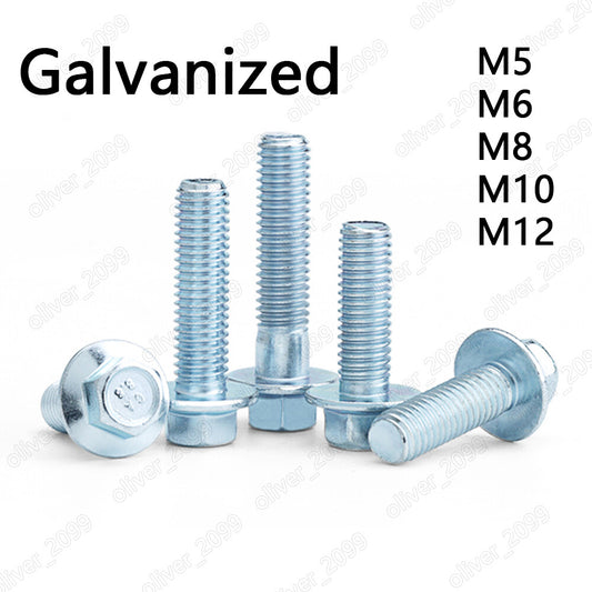 M5 M6 M8 M10 M12 Galvanized Steel Hexagon Flange Bolts Hex Flange Head Screws