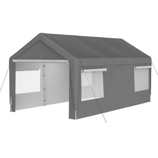 ya 28 Grey 10x20 FT Heavy Duty Carport Canopy ÿ Removable Sidewalls,Ventilated Windows