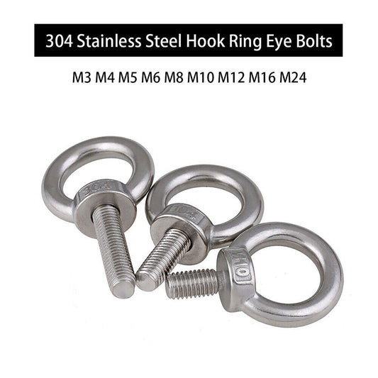 A2 Eye Bolts M3 M4 M5 M6 M8 M10 M12 M16 304 Stainless Steel Hook Ring Screw