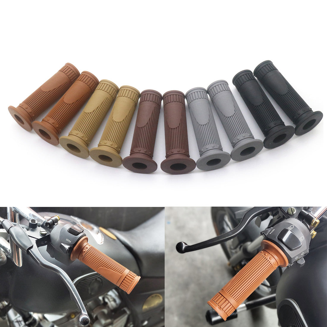 ya 6 6.13.2 7/8'' 22mm Retro Vintage Rubber Handlebar Hand Grip For Cafe Racer Bobber Custom