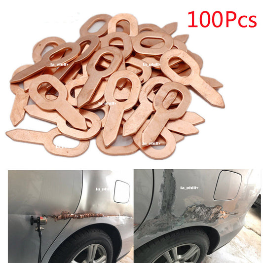 ya 1 6.30 100Pcs Copper Plated Oval Dent Puller Rings Car Body Paintless Lifter Puller