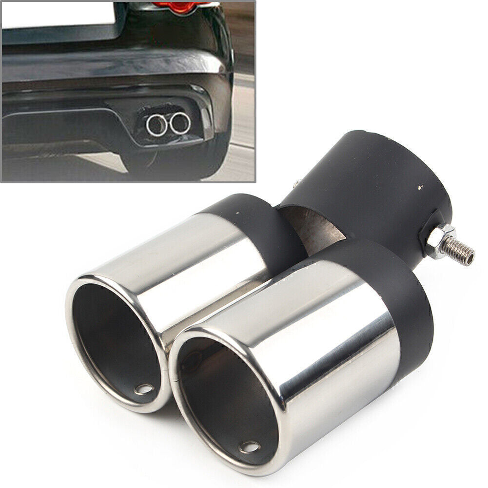 ya 4 6.17.2 Universal Dual Car Stainless Steel Rear Pipe Tail Muffler Tip Accessorie