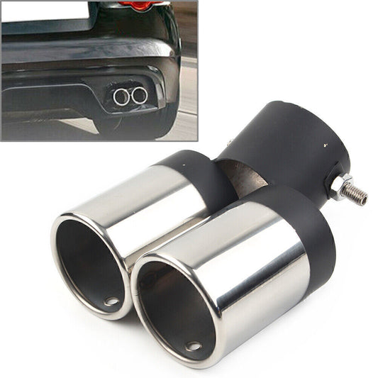ya 4 6.17.2 Universal Dual Car Stainless Steel Rear Pipe Tail Muffler Tip Accessorie