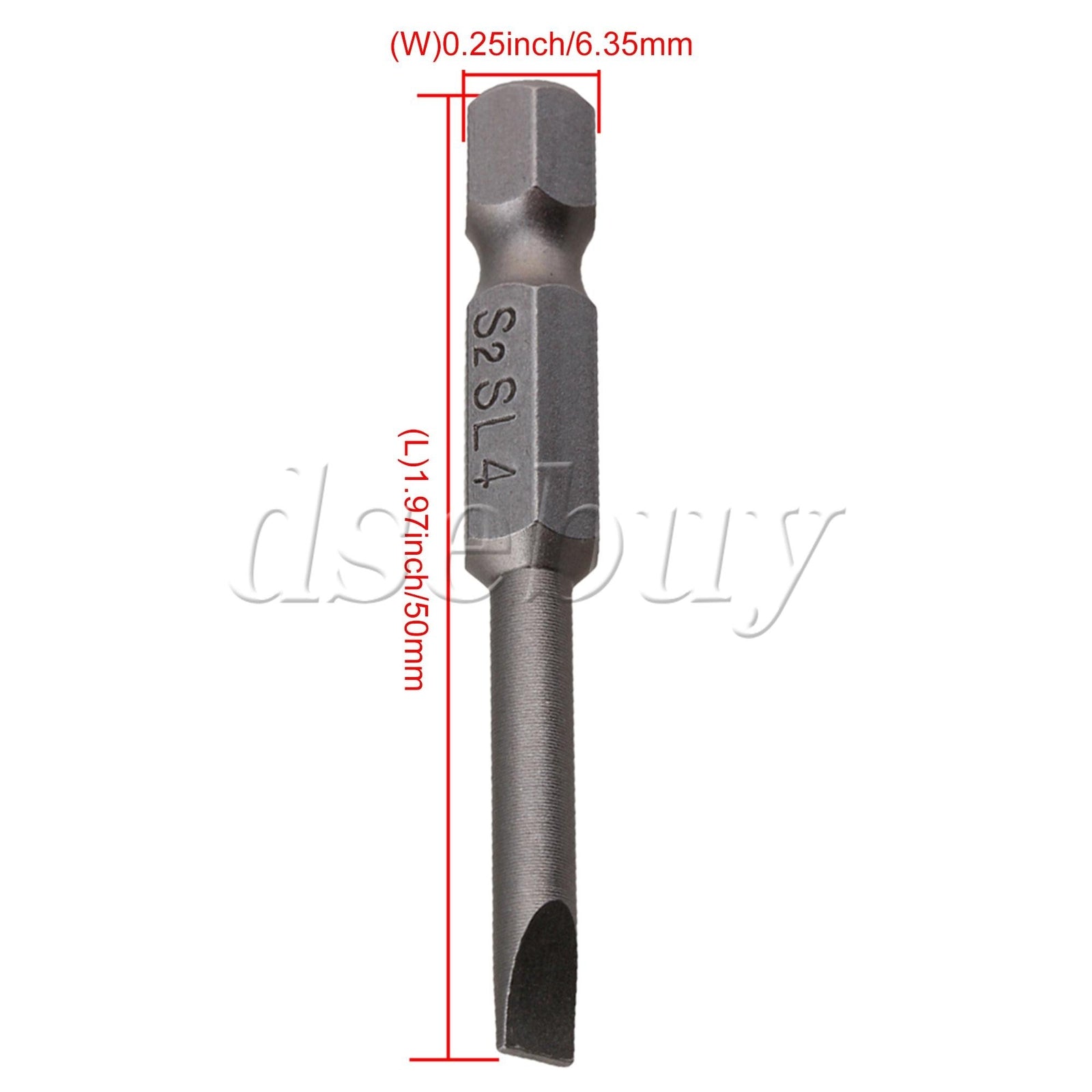 ya 26 18 Pieces S2 Steel Hex Handle Flat Head Screwdriver Bits 1/4 Inch