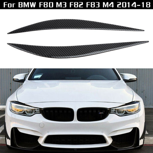ya 2 6.29 Carbon Fiber Headlight Eye Lid Eyebrow Cover For F80 For M3 F82 F83 2014-18