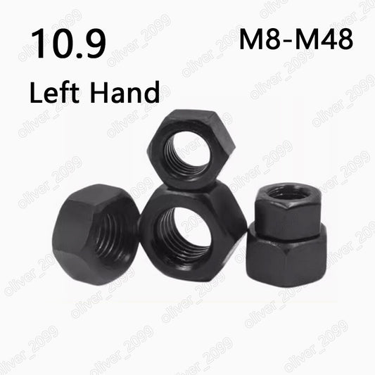 Left Hand Thread Black 10.9 Steel Hexagon Nuts Hex Nuts M8 M10 M12 M14 M16-M48