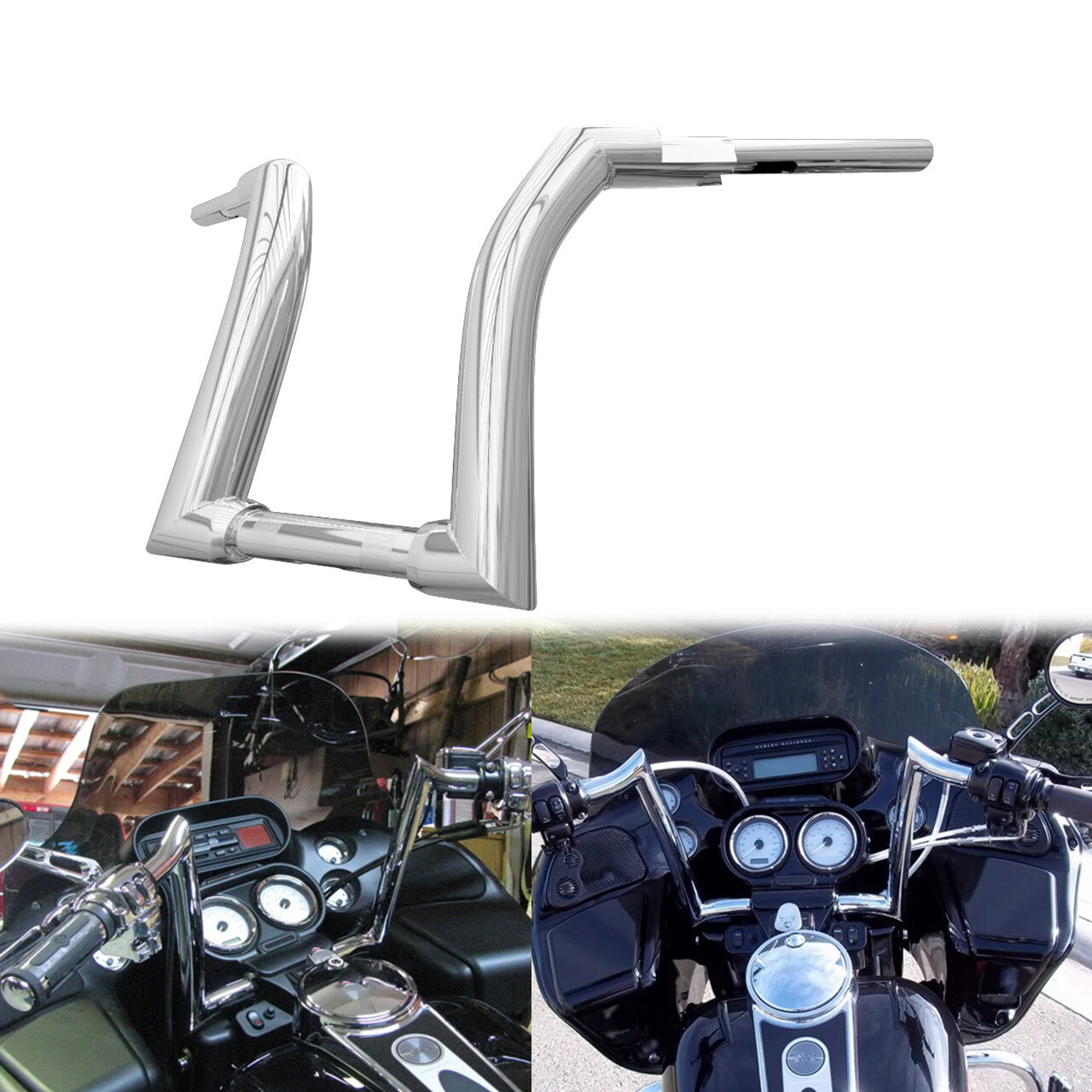 ya 2 6.26 Chrome 14 Ape Hanger Handlebar 1.25 Riser for Harley Road King Road Glide 14-23