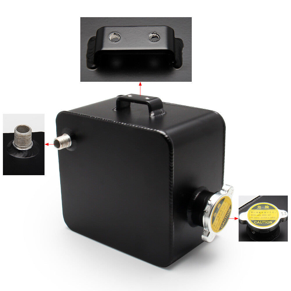 ya 9 6.5 Universal Car 2.5L Water Coolant Radiator Overflow Recovery Tank Bottle Aluminum