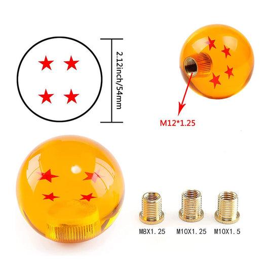 ya 11 6.5 Round Dragon Ball 4 Star Shift Knob for MAN ual Gear Shifter Head with 3 Adapters