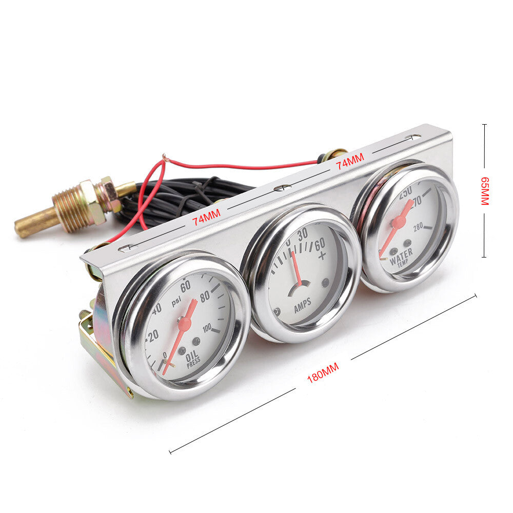 ya 2 6.29 2-inch triple gauge kit oil pressure + Fahrenheit water temperature + ampere car instrument