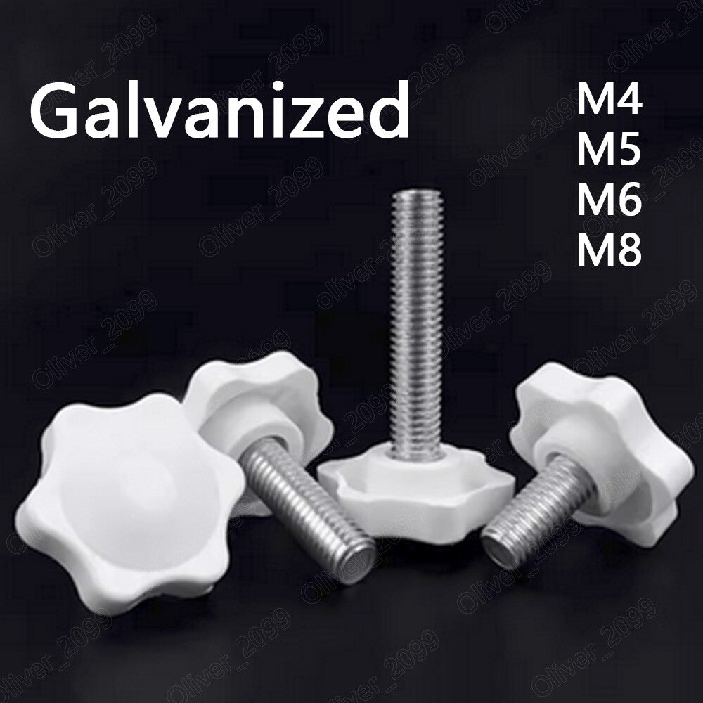 White Plastic Star Head Galvanized Steel Thumb Screws M4 M5 M6 M8 M10
