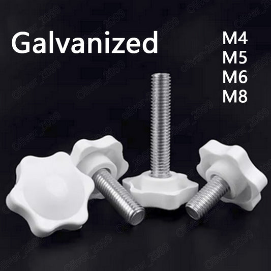 White Plastic Star Head Galvanized Steel Thumb Screws M4 M5 M6 M8 M10