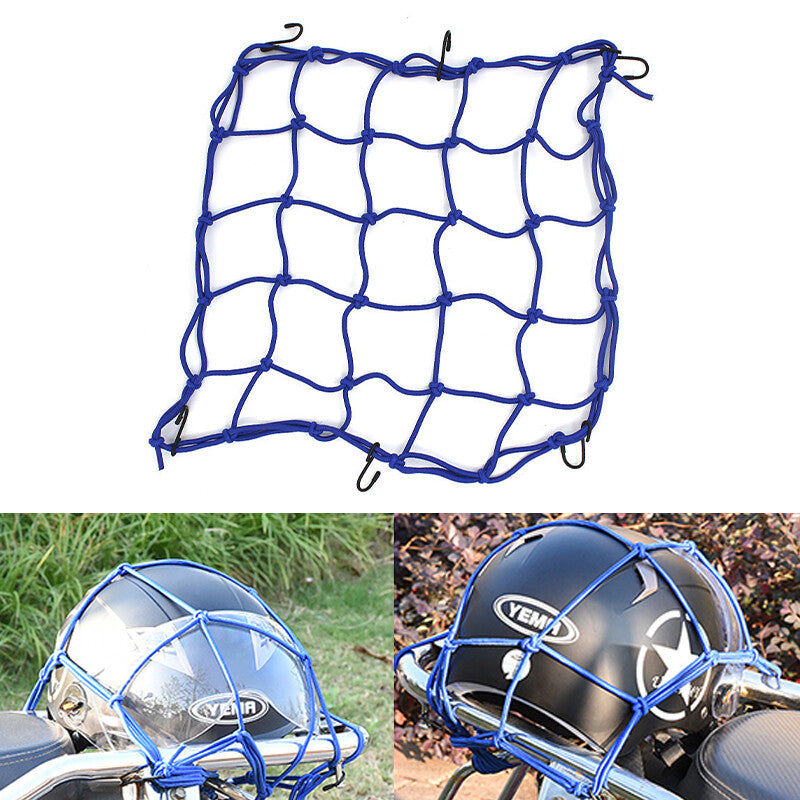 ya 12 5.21 40*40CM Motorcycle Elasticated Luggag Cargo Net Strong Webbing Straps Tie Blue