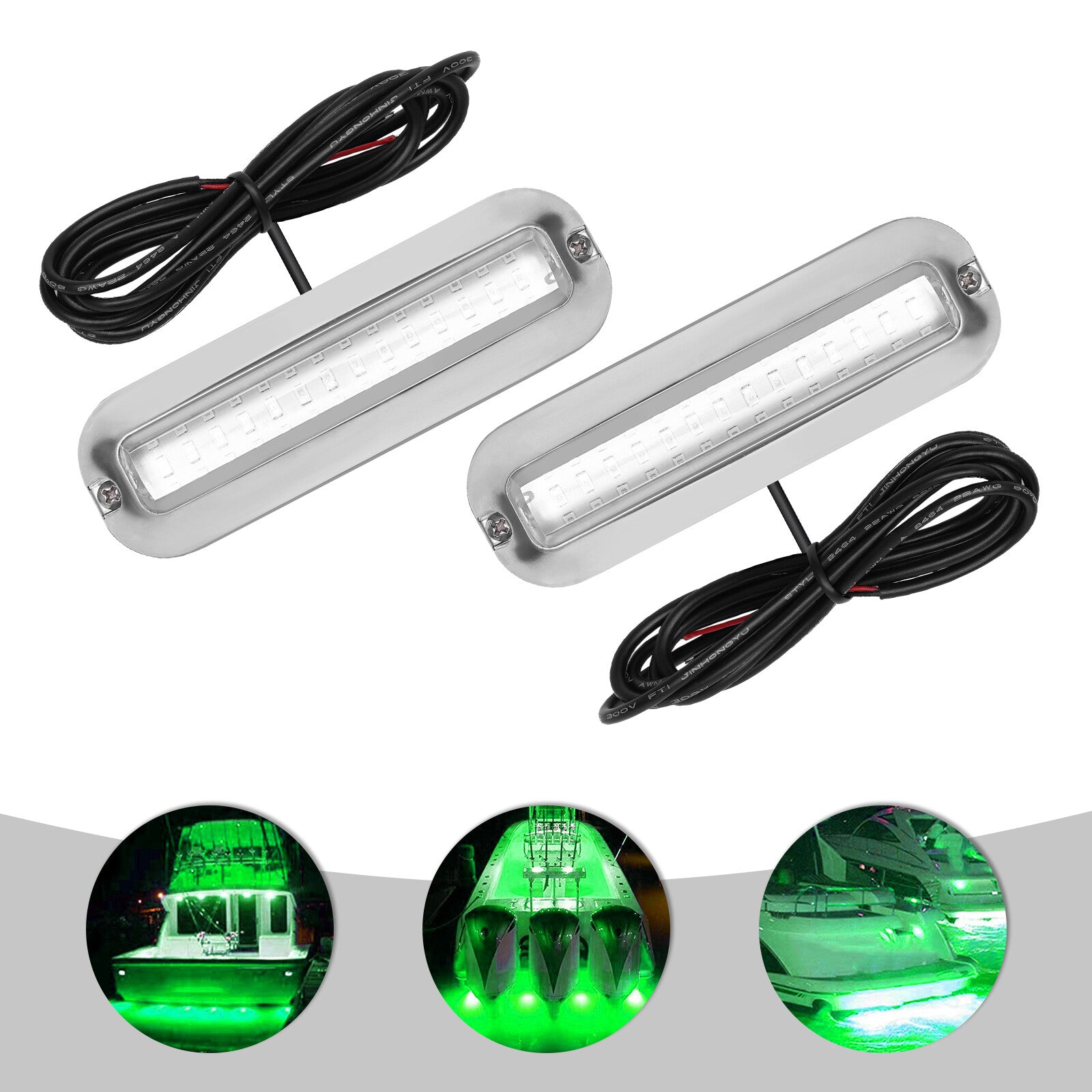 ya-26-7.28-2X-n-42LED-Underwater-BOAT-MARINE-Transom-LIGHTS-316-Stainless-Steel-Pontoona