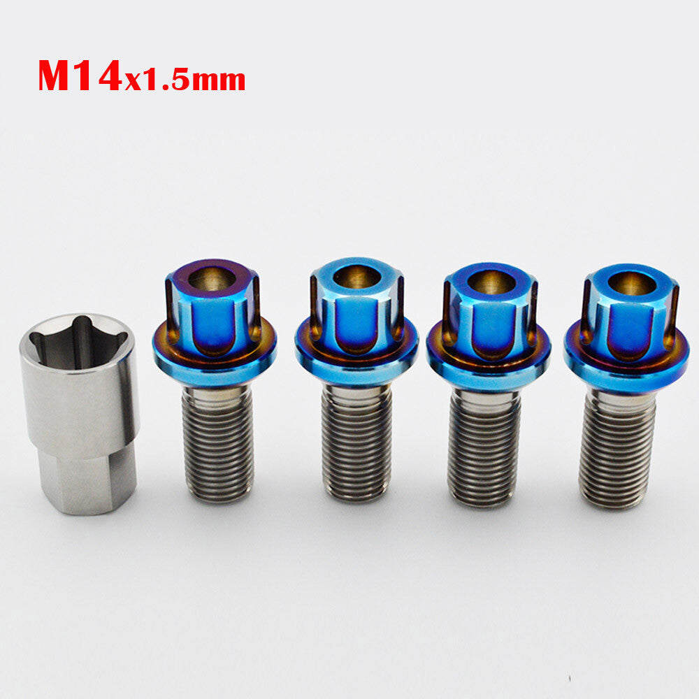 ya 5 8.7 Wheel Lock Anti Theft Bolt M14x1.5mm Titanium Set (4 Bolts+1Key) for Benz series