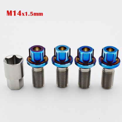 ya 5 8.7 Wheel Lock Anti Theft Bolt M14x1.5mm Titanium Set (4 Bolts+1Key) for Benz series
