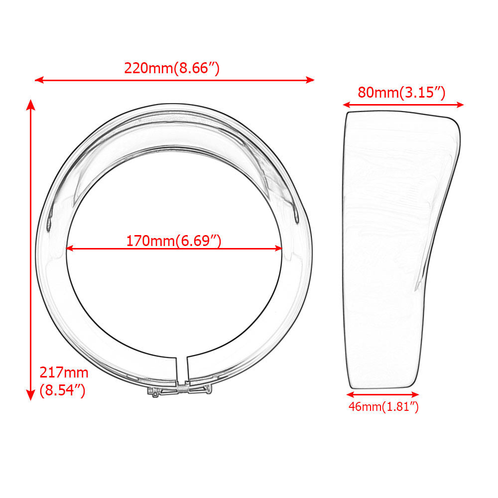 ya 4 6.22 Chrome 7-inch headlight decorative ring light sunshade cover suitable for Harley Touring soft tail