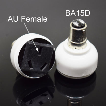 ya 14 1pc BA15D Male to Int'l Standard 3 Prong Holes Female Socket Bulb Lamp Adapter