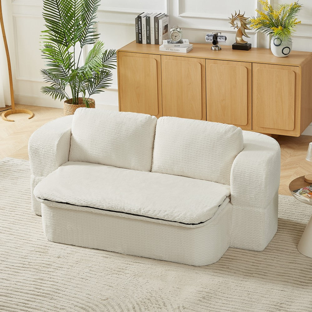 ya 28 Convertible Sleeper Modern Foam Compression Sofa,Folding Futon for Parlor Cream