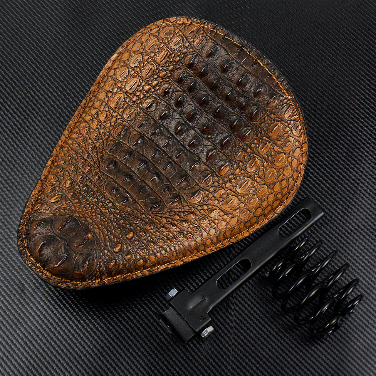 ya 5 8.7 Alligator Emboss Solo Driver for SEAT + Black Mounting Fit for Harley Bobber Chopper