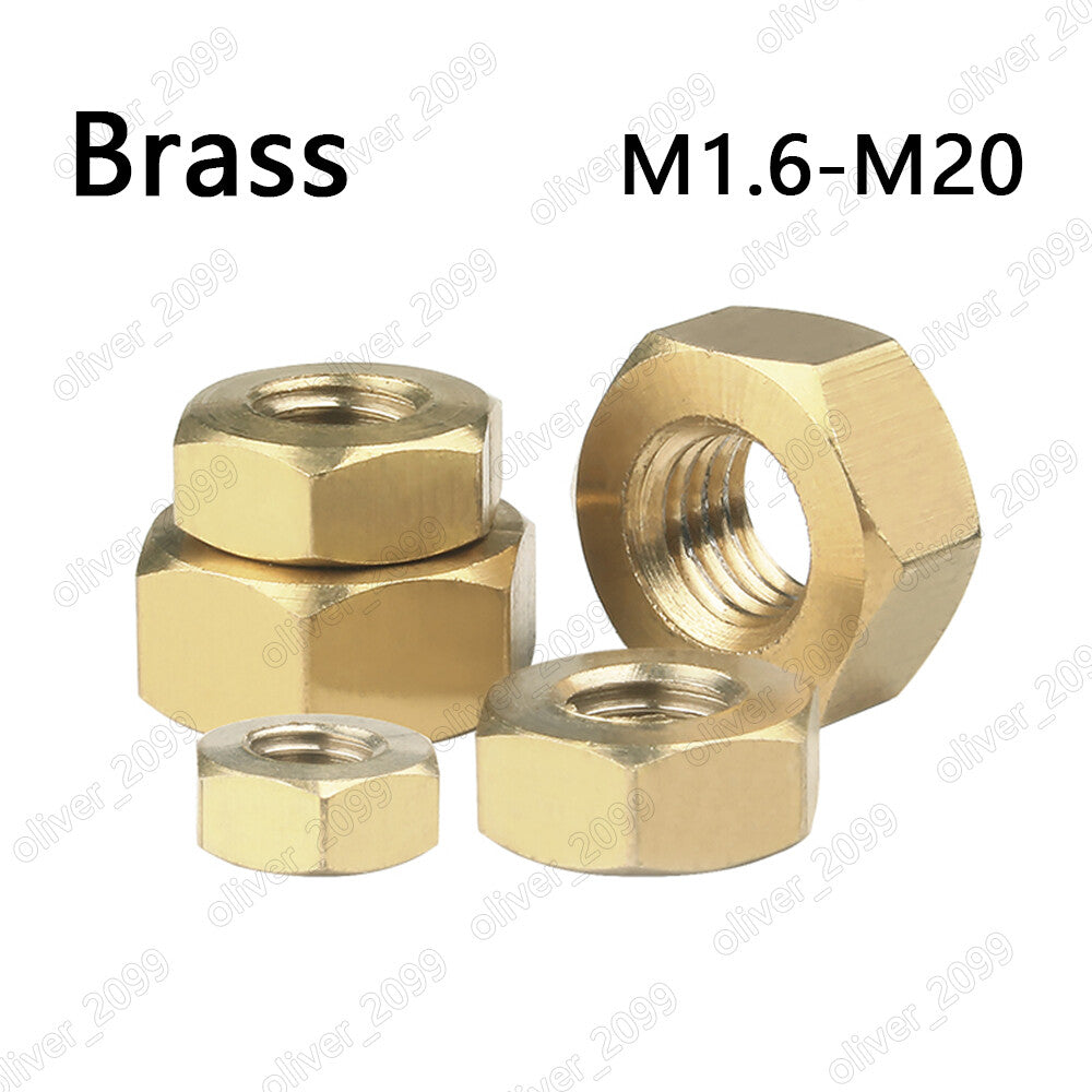 Brass DIN934 Hexagon Nuts Hex Nut M1.6 M2 M3 M4 M5 M6 M8 M10 M12 M14 M16 M18 M20