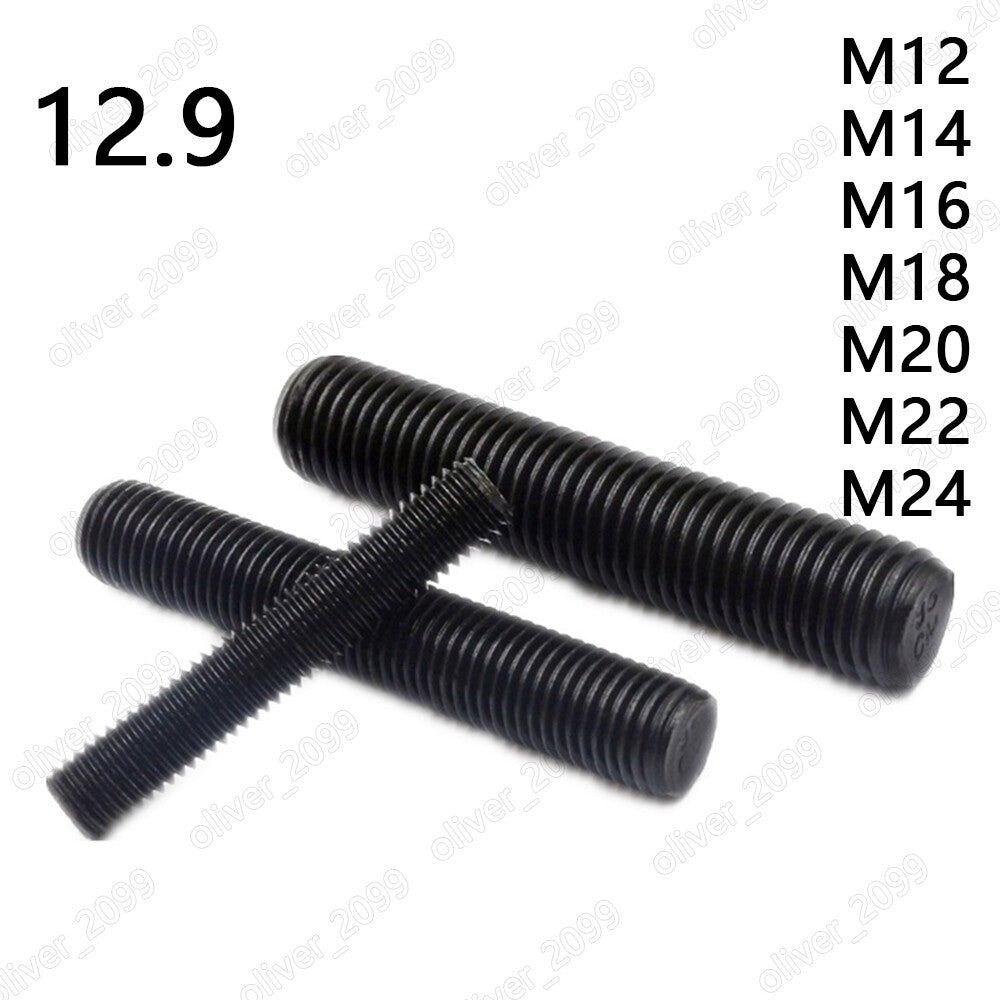 Black 12.9 Steel Threaded Rods Metric Thread Stud Bolts M12 M14 M16 M18 M20 M22