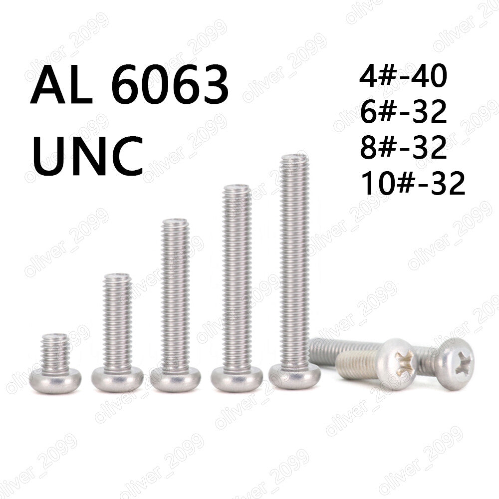 Aluminum Alloy 6063 Phillips Cross Pan Head Screws 4# 6# 8# 10#