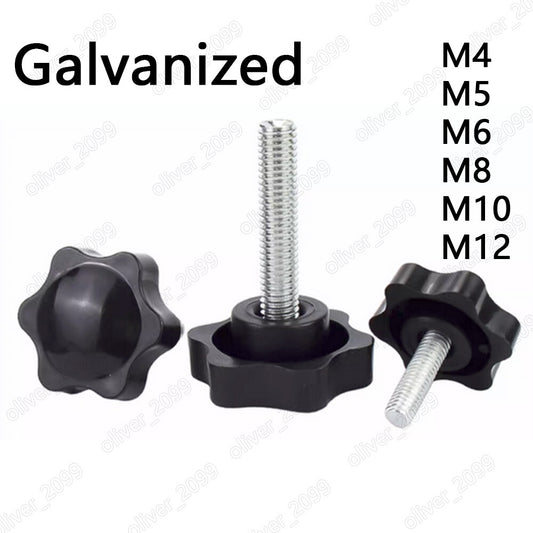 Galvanized Steel Plastic Six Point Star Hand Knob Tightening Screw M4 M5 M6-M12