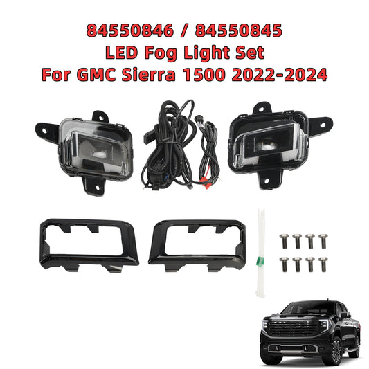 ya 1 8.5.2 Front Bumper LED Fog Light + Cover +Wire Harness for GMC for Sierra 1500 2022-2024