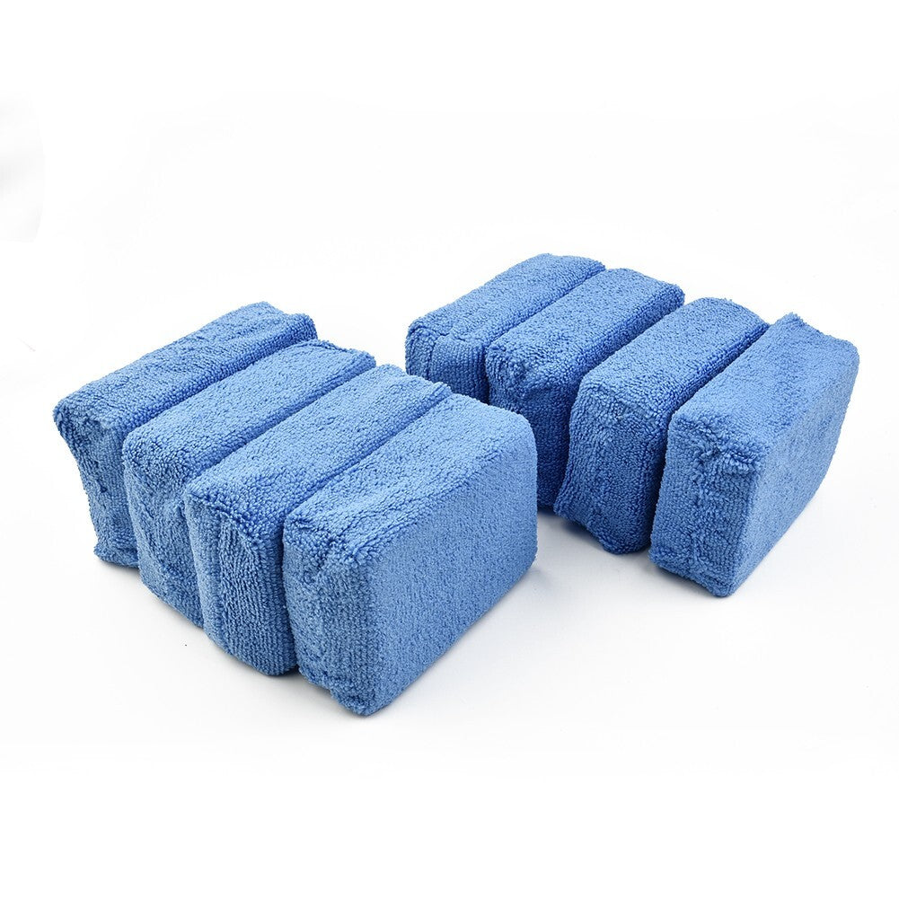 ya 5 8.7 4/8 Pcs Blue Microfiber Applicator Sponge Pads Car Care Waxing Polishing Tool