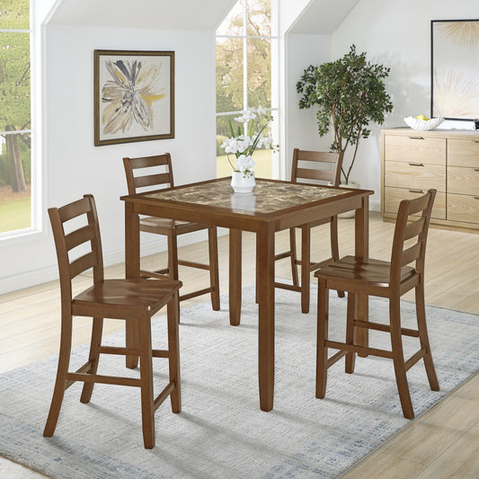 ya 28 5 Piece Dining/Bar Table Set - Retro-Style Breakfast Table for Dining Room Brown