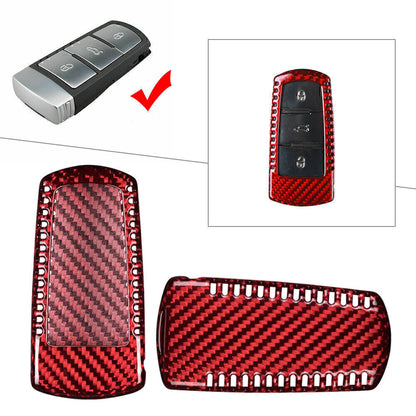 ya 5 8.7 Car Remote Key Fob Cover Case Fit 2009-2012 for VW CC for Passat B6 Carbon Fiber Red wa