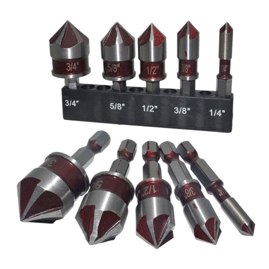 ya 25 Set/5pcs Hexago l Handle 82¡ãCountersink Drill Bit 1/4 3/8 5/8 3/4