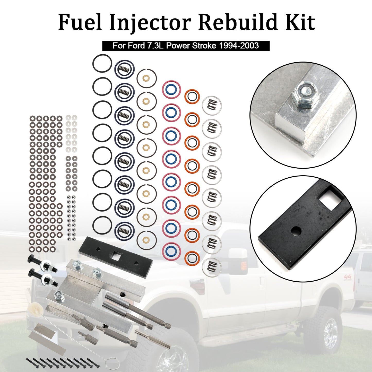 ya 1 8.5.2 Injector Rebuild Kit for 7.3L Power Stroke 94-03 W/Vice Clamp And Tools Spring