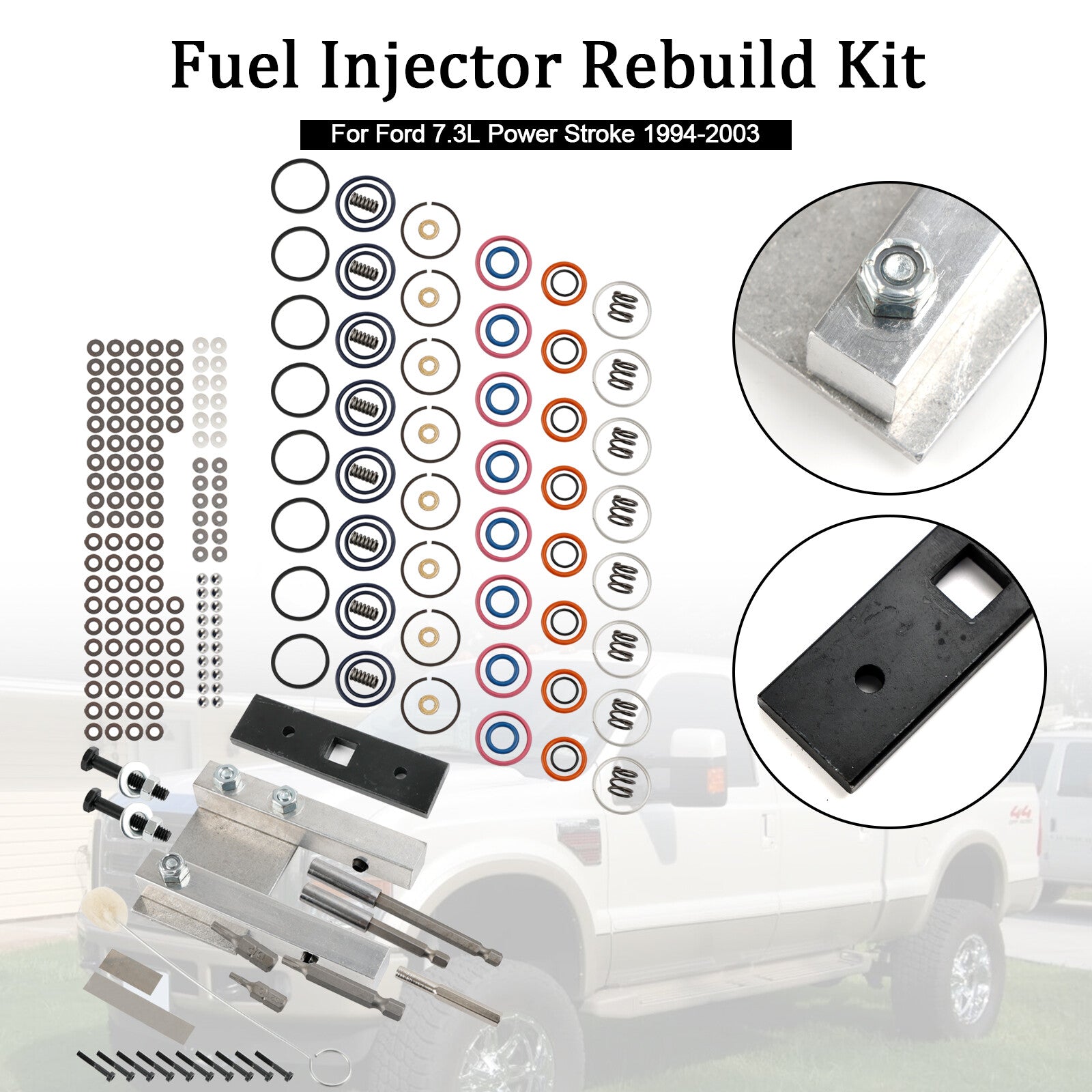 ya 1 8.5.2 Injector Rebuild Kit for 7.3L Power Stroke 94-03 W/Vice Clamp And Tools Spring
