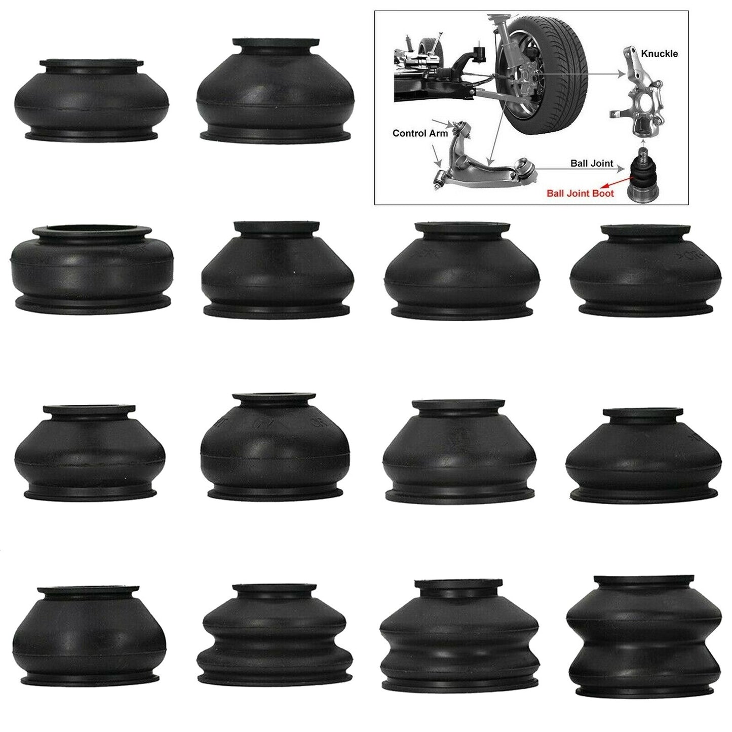 ya 2 6.29 14 Pack Universal Rubber Tie Rod End Ball Joint Dust Boots Dust Cover Boot Gaiters