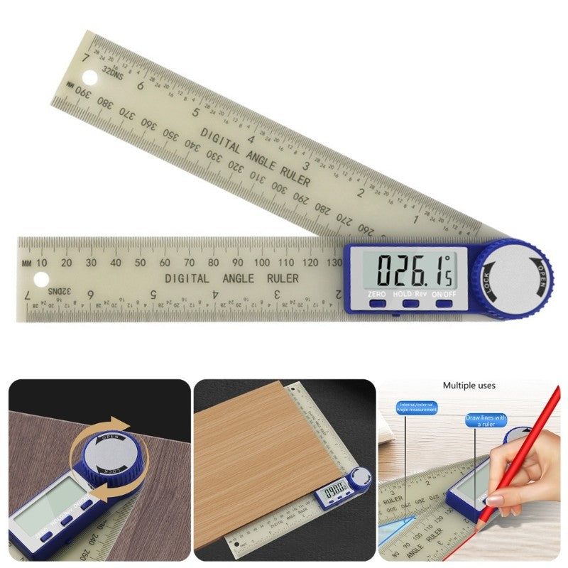 ya 14 Angles Measuring Tool 360 Ranges Clear LCD Display Ergonomic Protractor Ruler
