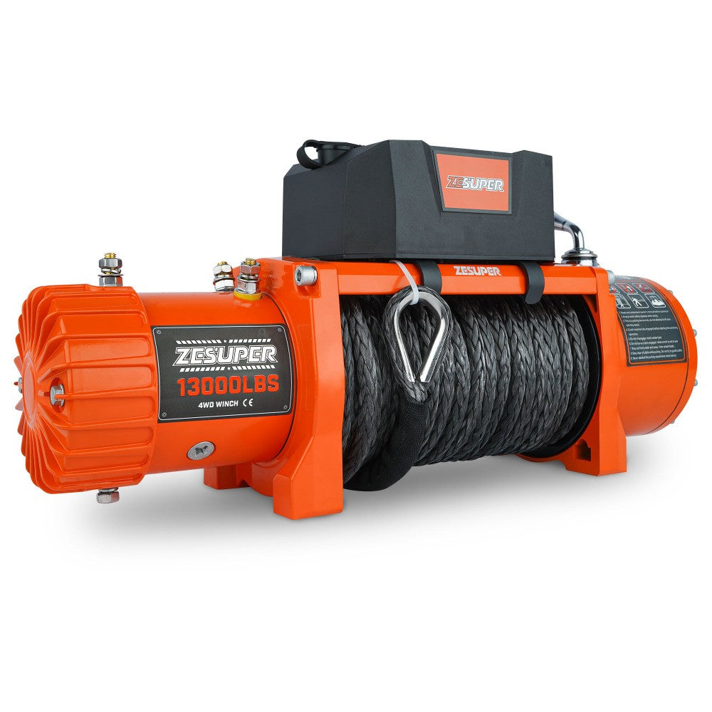 ya 28 For Jeep Orange 13000lb Electric Winch - 12V IP67 Waterproof, Synthetic Rope
